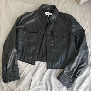 Calvin Klein Women's Sleek Black Leather Jacket